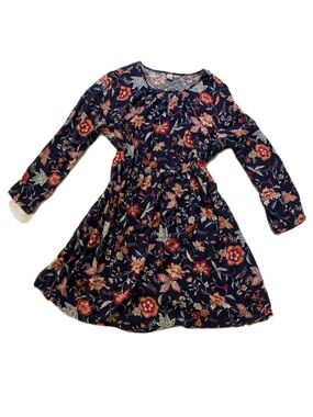 Old Navy Navy Floral Long Sleeve Fit-and-Flare Dress